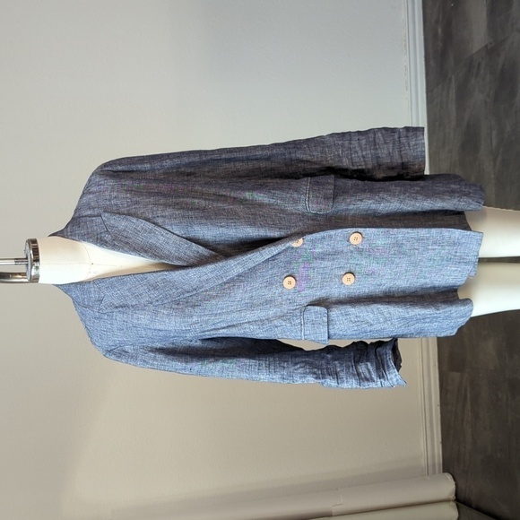MNG Casual Double Breasted Linen Blazer Blue S preppy summer business casual - Picture 5 of 10